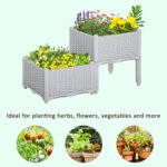 2-Piece Raised Garden Bed with Legs, Self-Watering Planter Box Raised Bed to Grow Flowers, Herbs & Vegetables, Gray - Image 7