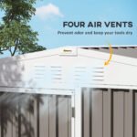 8 x 4ft Outdoor Garden Shed, Metal Shed with Air Vents and Lock for Backyard, Garden, Patio, Warm Gray - Image 5
