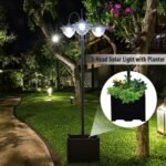 74.5" 3-head Solar Lamp Post Light with Planter, Solar Pole Lights Outdoor Waterproof LED Lighting for Backyard Pathway Patio Lawn Driveway Decor, Black - Image 7