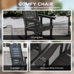 2 Pieces Outdoor Rocking Chairs, HDPE Patio Rockers with 28" High Back, Wide Armrests for Porch Backyard, Black - Image 6