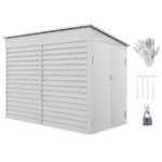 Garden Shed 4.6ft x 9ft Lockable for Lawn Mower Garden Yard, White