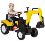Kids Ride On Excavator, Pedal Digger, Construction Truck with Horn for Kids and Toddlers 3+, Yellow