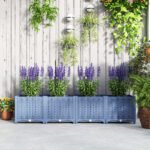 Plastic Raised Garden Bed, 5 x 1 x 1 ft Outdoor Flower Box with Drainage Holes for Vegetables, Herbs, Blue - Image 8