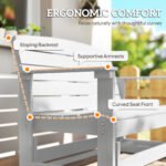 Patio Glider Bench w/ HDPE Slatted Double Rocking Chair, White - Image 8