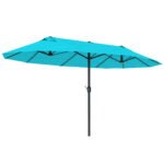 Patio Umbrella 15ft Double-Sided Outdoor Market Extra Large Umbrella with Crank Handle for Backyard, Light Blue - Image 9
