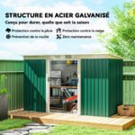 9' x 4' Metal Outdoor Storage Shed, Tool House with Double Lockable Doors for Backyard, Patio, Lawn, Garage, Dark Green - Image 4