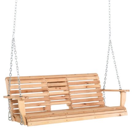 3-Seater Wooden Porch Swing with Patio Swing Bench