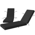 Set of 2 Chaise Lounge Cushion, 4" Thick Outdoor Lounge Chair Cushions with Ties for Patio, 21" x 72 ", Gray