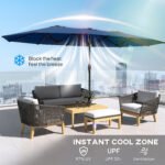 Garden Parasol, Double-Sided Sun Umbrella with LED Solar Lights, Patio Parasol for Outdoor - Image 6