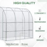 7' x 4' x 7' Outdoor Lean to Greenhouse, Walk-In Green House Plant Nursery with Roll-up Window, PE Cover, White - Image 4