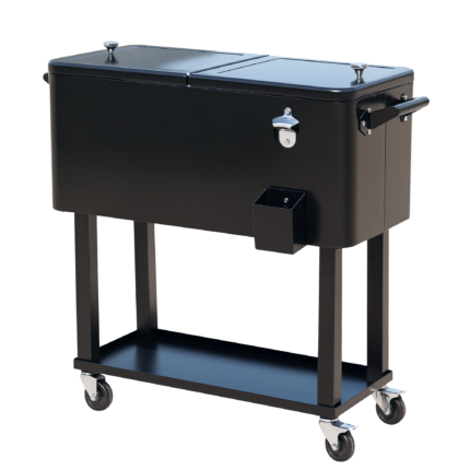 80 QT Rolling Cooling Bins Ice Chest on Wheels Outdoor Stand Up Drink Cooler