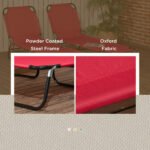 2 Piece Folding Chaise Lounge Pool Chairs, Outdoor Sun Tanning Chairs with 5-Level Reclining Back, Steel Frame for Beach, Yard, Patio, Red - Image 6