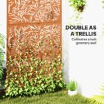 Decorative Privacy Fence Screen, Metal Outdoor Privacy Screen Climbing Plant Trellis with Stand, Bamboo Brown - Image 4
