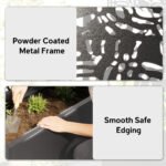 Metal Planter Box with Trellis, 71" Tall Raised Garden Bed with Privacy Screen and Drainage Holes, Banana-Leaf Cut-Outs - Image 7