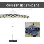 Patio Umbrella 15' Steel Rectangular Outdoor Double Sided Market with base, UV Sun Protection & Easy Crank for Deck Pool Patio - Image 6