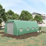 Steel Frame Walk-In Tunnel Greenhouse Garden Warm House Large Hot House Kit with Windows & Door, 19' x 10' x 7', Green - Image 2