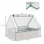 Raised Garden Bed, Outdoor Metal Planter Box with Mini Greenhouse, White and Brown - Image 3