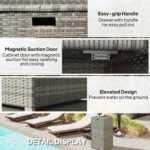 Outdoor Towel Rack for Pool w/ Drawer & Cabinet, Gray - Image 6
