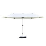 Patio Umbrella 15' Steel Rectangular Outdoor Double Sided Market with base, UV Sun Protection & Easy Crank for Deck Pool Patio