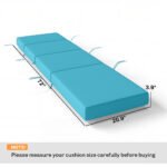 Chaise Lounge Cushion, 4" Thick Outdoor Lounge Chair Cushion with Ties for Patio, 21" x 72 ", Blue - Image 3
