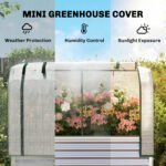 Galvanised Raised Garden Bed with Greenhouse Cover, Metal Elevated Garden Bed with Bed Liner, Bottom Shelf, Silver - Image 4