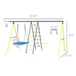 Metal Swing Set for Backyard 5 in 1 Design Holds up to 440 lbs. for Ages 3-8, Yellow - Image 3