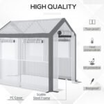 Outdoor Walk-In Tunnel Greenhouse with Roll-up Windows, Zippered Mesh Door, & Weather Cover, 8' x 6' x 7.4' - Image 4