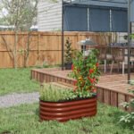 3.4' x 2' x 1.4' Galvanized Raised Garden Bed Kit, Metal Planter Box with Safety Edging, Brown - Image 2
