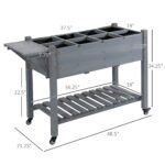 Raised Garden Bed Planter Box w/ 8 Grow Grids, Storage Shelf & Lockable Wheels - Image 3
