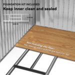 7x4 Storage Shed, Outdoor Garden Tool Shed with Foundation Kit, Vents & Sliding Doors for Backyard Patio, Brown - Image 6
