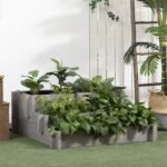 3 Tier Raised Garden Bed, Water Draining Fabric for Soil, Elevated Wood Flower Box for Vegetables, Herbs, Gray - Image 2