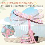 Kids Patio Swing, 2-Seater Outdoor Porch Swing with Safety Belt and Adjustable Canopy for Backyard Garden, Pink - Image 4