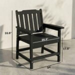 All-Weather Patio Chair, HDPE Patio Dining Chair, Heavy Duty Wood-Like Outdoor Furniture for Garden, Backyard, Deck, Porch, Lawn, Black - Image 3