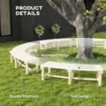 Wooden Garden Bench, Semicircular Round Outdoor Tree Bench, Wrap Around Park Bench for Yard, Patio, Deck, Lawn, Natural - Image 6