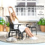 Outdoor Glider with Ottoman, Patio Glider Chair Set with High Back, Wide Seat for Porch, Garden, Backyard, Black - Image 4