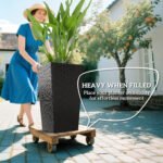 Tall Planters for Outdoor Plants Set of 3, 24 In Taper Planters with Drainage Holes, Rattan Decor Plant Pots for Indoor Outdoor Front Porch Patio Backyard, Black - Image 4