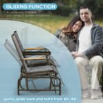 Outdoor 2-Person Glider Bench, Outside Glider Swing Chair Loveseat with Table, Steel Frame, Gray - Image 5