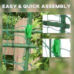 Metal Garden Trellis, Arch Trellis for Climbing Plants Outdoor, A-Frame, with Climbing Net, 57" x 66" x 81", Green - Image 5
