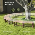 Wooden Garden Bench, Semicircular Round Outdoor Tree Bench, Wrap Around Park Bench for Yard, Patio, Deck, Lawn, Brown - Image 6