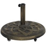 Round Patio Umbrella Base with Wheels, 44 lbs Resin Umbrella Stand Base, Heavy Duty Patio Umbrella Holder for 1.3"/1.5"/1.9" Umbrella Poles for Outdoor, Lawn, Poolside - Image 9