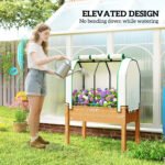 Raised Garden Bed with PE Greenhouse Cover Outdoor Planter Box for Herbs and Vegetables, 35 x 22 x 47 inch, Sand - Image 6