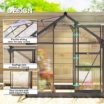 Polycarbonate Greenhouse, Heavy Duty Outdoor Aluminum Walk-in Green House Kit Vent Door, 6.2'x6.2'x6.6' Gray - Image 4