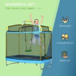 3-in-1 Trampoline for Kids, 6.9' Kids Trampoline with Net, Light Blue - Image 7
