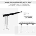 12' x 10' Outdoor Polycarbonate Pergola, Transparent UV Blocking Awning, Hardtop Deck Gazebo, Aluminum, Gray - Image 4