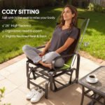Gliding Lounger Chair Set of 2, Single Rockers with Lightweight Metal & Mesh Construction, Brown - Image 5