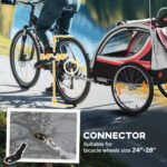 2-in-1 Walk/Ride Child Baby Bike Trailer for Kids 2 Seater, High-Visibility Bike Stroller for Toddler Wagon, Weather-Strong Double Bicycle Trailer Accessory, Red - Image 7