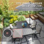 Round Patio Umbrella Base with Wheels, 46 lbs Resin Umbrella Stand Base, Heavy Duty Patio Umbrella Holder for 1.3"/1.5"/1.9" Umbrella Poles for Outdoor, Lawn, Poolside - Image 4