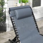 Folding Chaise Lounge Pool Chair with 4-Position Reclining Back, Breathable Mesh & Bungee Seat, Gray - Image 8