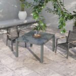 Patio Table for 6-8 People, Aluminum Frame Rectangle Garden Table with Wood Effect Steel Top, for Backyard, Dark Gray - Image 7