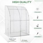 5' x 4' x 7' Outdoor Lean to Greenhouse, Walk-In Green House Plant Nursery with Roll-up Window, PE Cover, White - Image 4